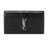 Croc Embossed Monogramme Clutch, &pound;650, Handbags, Black, Leather, Front view